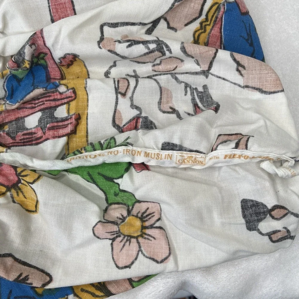 Cannon Western Cowboy Cowgirl Bar B Ranch Farm Rodeo Twin Size Sheet Set 1960's